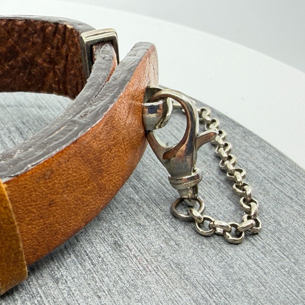 Brown Leather Grunge Charm Bracelet Gothic Chunky Festival Y2K Boho Jewelry - Picture 7 of 13